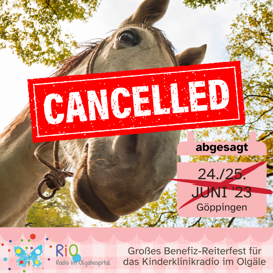 Reiterfest abgesagt. Das Pferd schaut in die Kamera.